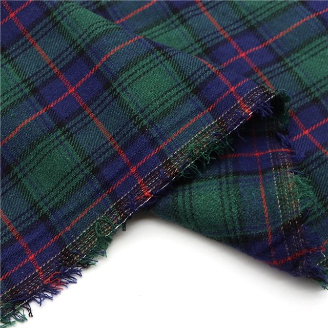 polyester cotton twill brushed yarn dyed checkered fabric