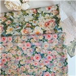 retro oil painting of peony flowers 40 count cotton printed fabric