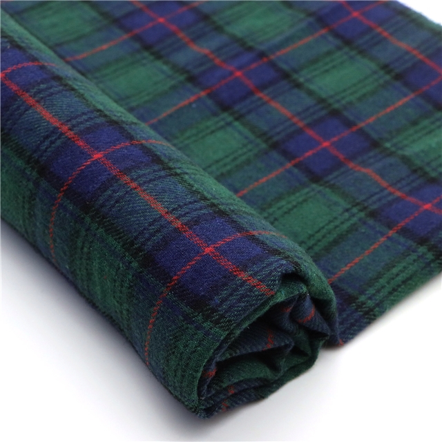 polyester cotton twill brushed yarn dyed checkered fabric
