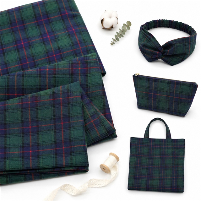 polyester cotton twill brushed yarn dyed checkered fabric