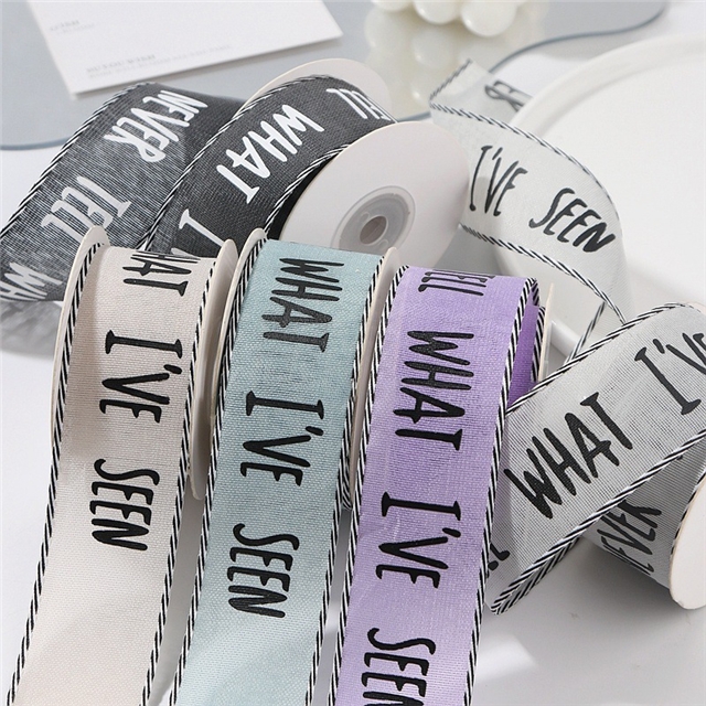 single sided letter printed black and white diagonal edge woven tape