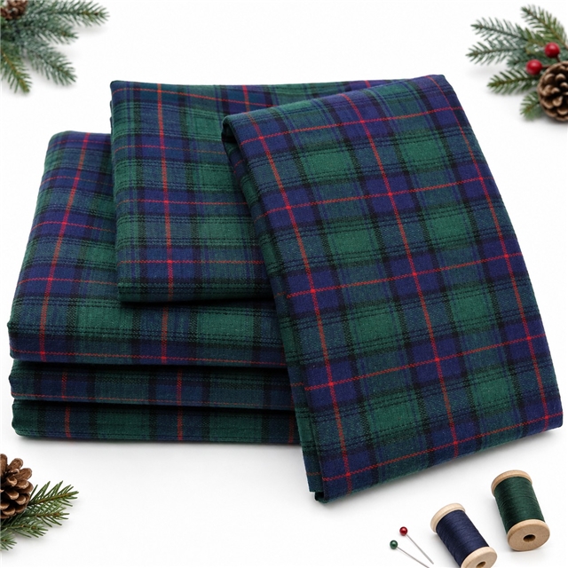 polyester cotton twill brushed yarn dyed checkered fabric