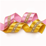 63mm embroidery lace golden thread line edged wired ribbon