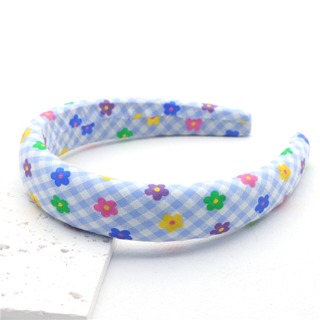 offset printing colorful flower checkered high cranial hairband