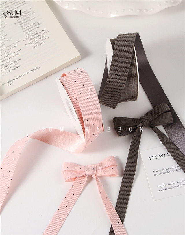 single sided corduroy small round dot ribbon