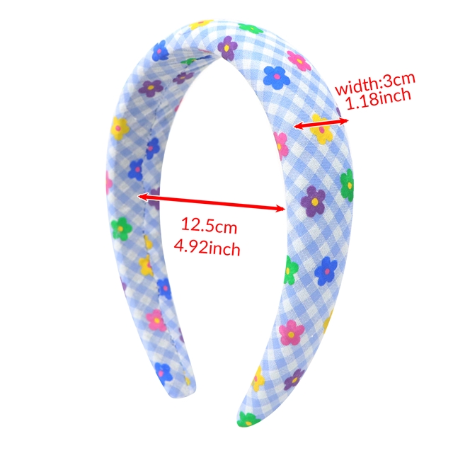 offset printing colorful flower checkered high cranial hairband