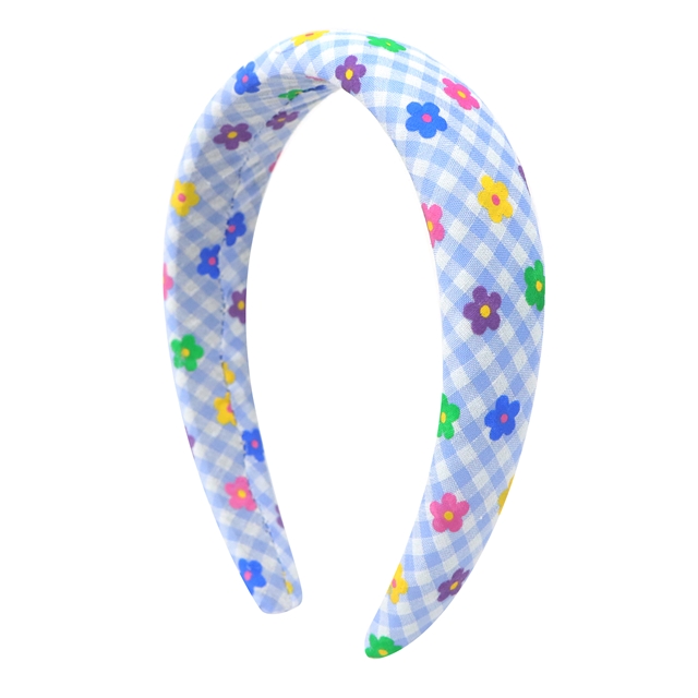 offset printing colorful flower checkered high cranial hairband