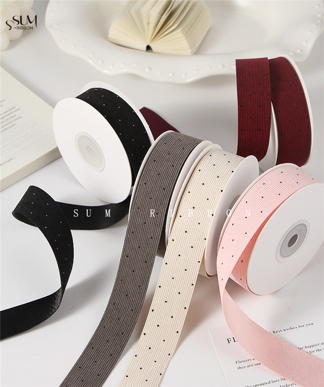 single sided corduroy small round dot ribbon