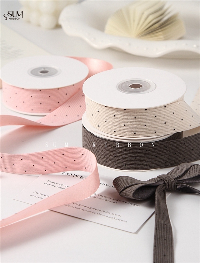 single sided corduroy small round dot ribbon