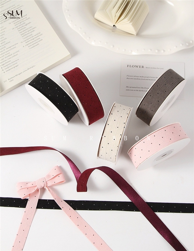 single sided corduroy small round dot ribbon