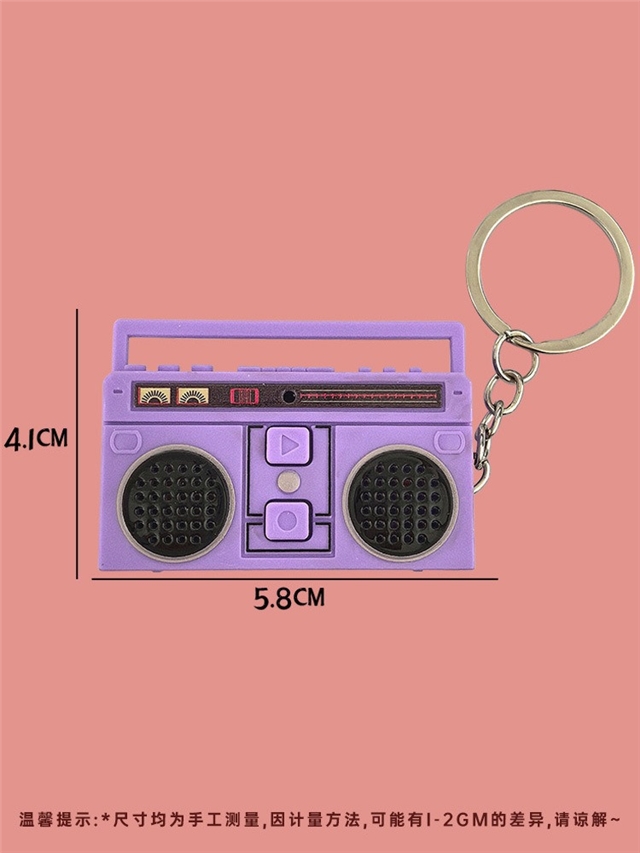 pvc+metal retro mini radio keychain pendant
