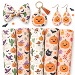 halloween series smooth self printed faux leather set (5 pcs/set)