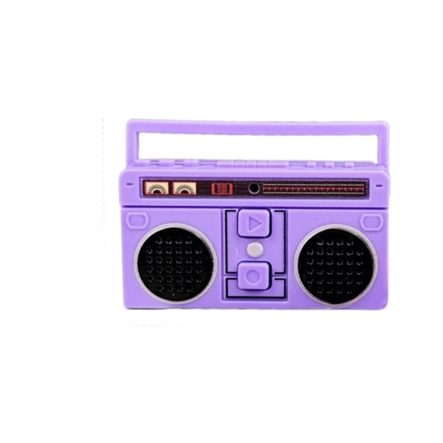 pvc+metal retro mini radio keychain pendant