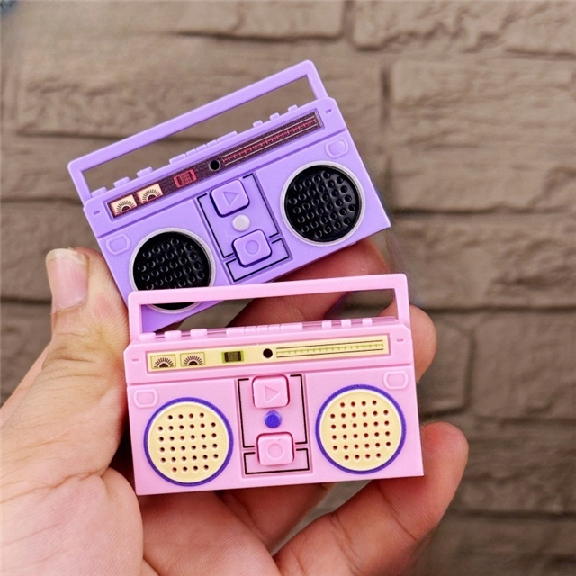 pvc+metal retro mini radio keychain pendant