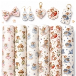 mouse series smooth self printed faux leather set (6 pcs/set)