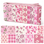 pink checkered flower series polyester cotton sliced fabric set (10 styles/set,each size:6.3*50cm)