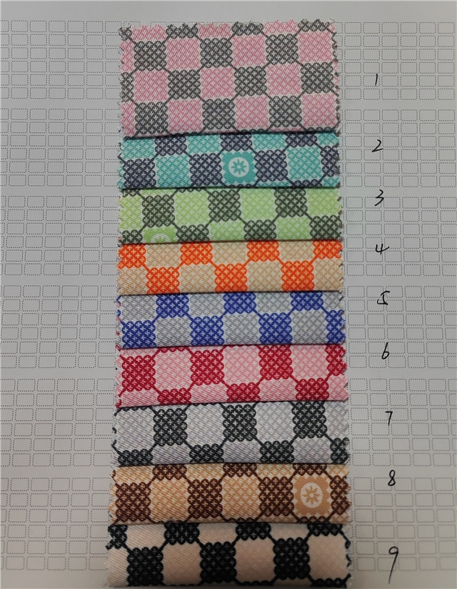 double color rhombus grid twill polyester fabric