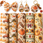 autumn series smooth self printed faux leather set (5 pcs/set)