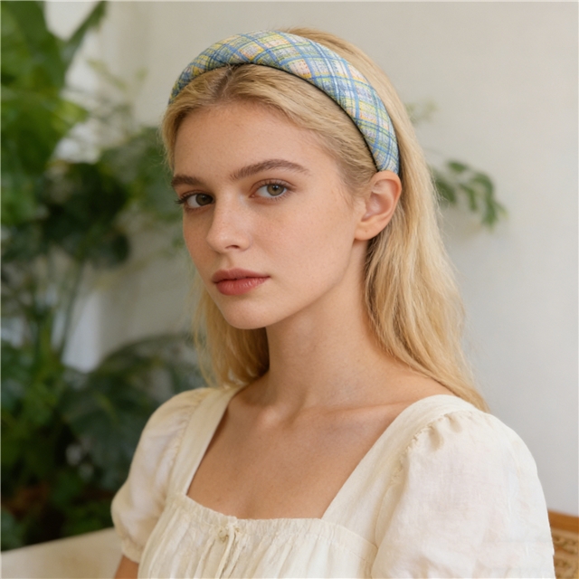 hot silver dot checkered high cranial hairband