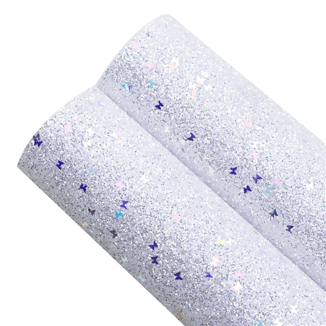 synthetic leather chunky glitter sequins butterfly faux leather 