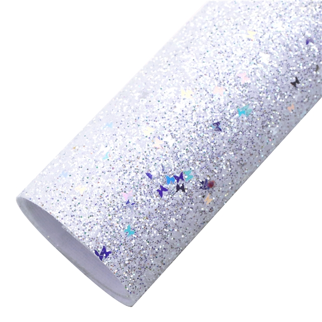 synthetic leather chunky glitter sequins butterfly faux leather 