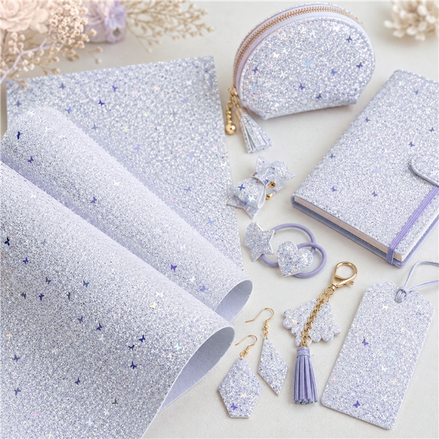 synthetic leather chunky glitter sequins butterfly faux leather 