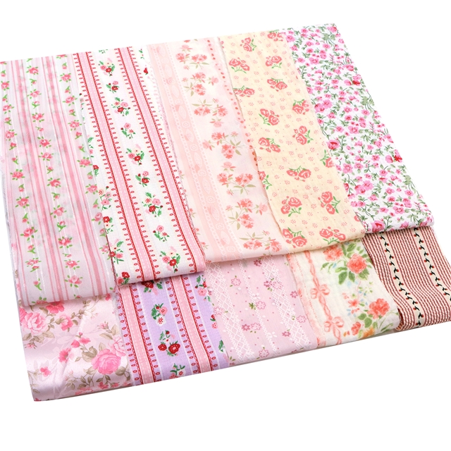 stripe floral series sliced fabric set (10 styles/set,each size:6.3*50cm(2-1/2*19.7
