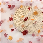 glitter autumn double color maple leaf mesh fabric