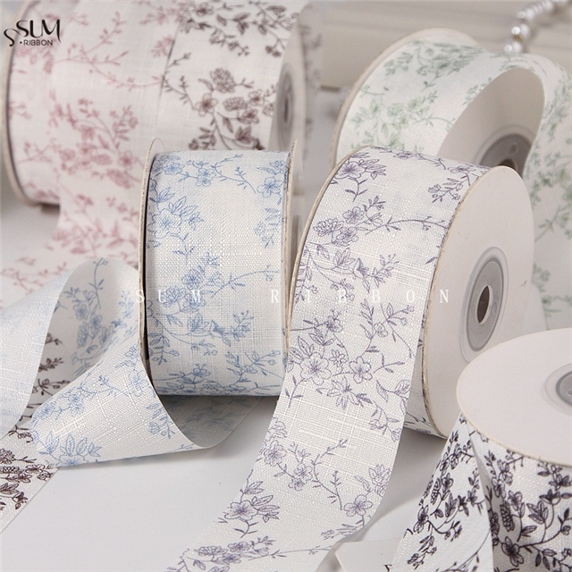 flower printed woven tape