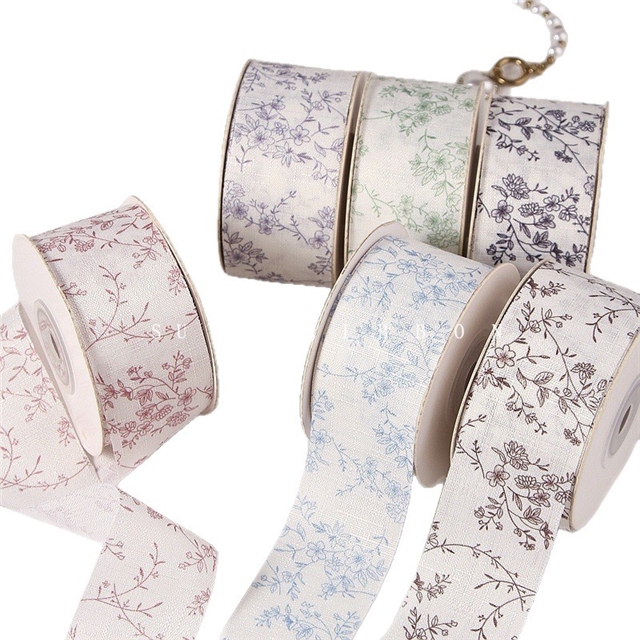 flower printed woven tape