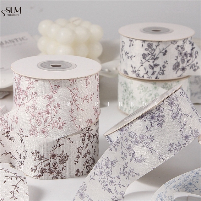 flower printed woven tape