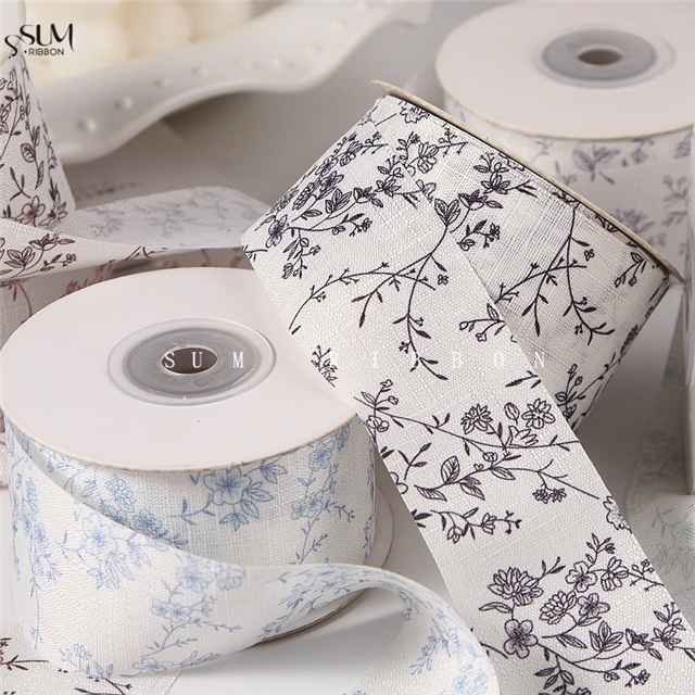 flower printed woven tape