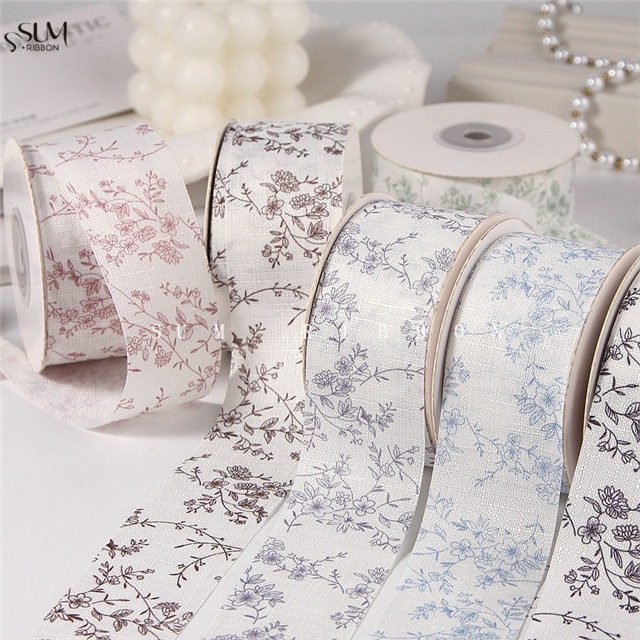 flower printed woven tape