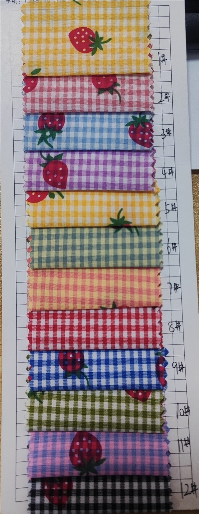 strawberry plaid printed polyester fabric