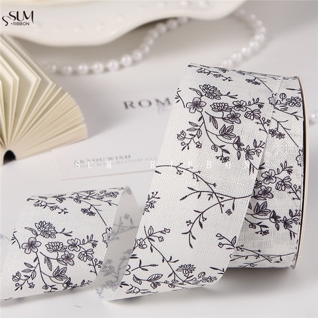 flower printed woven tape