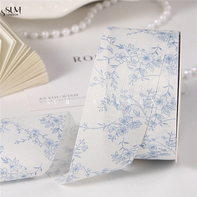 flower printed woven tape