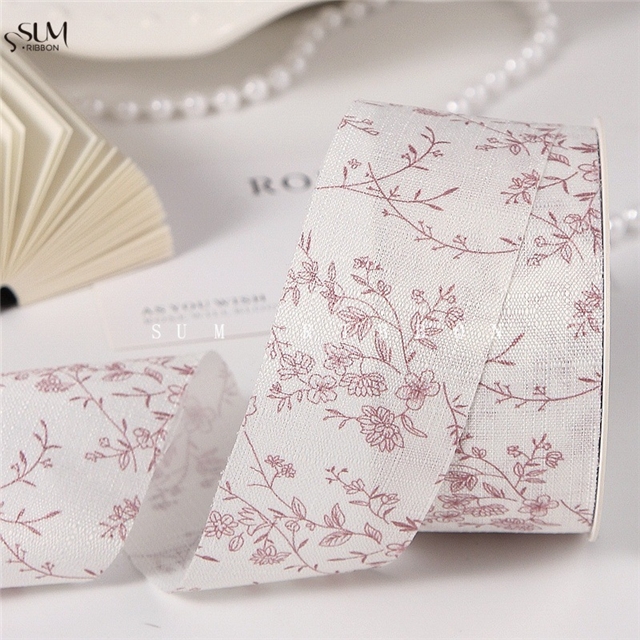 flower printed woven tape