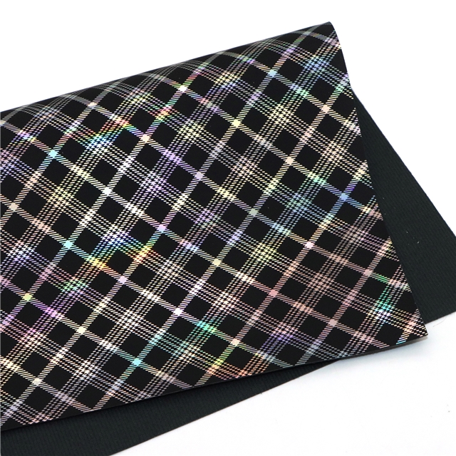 synthetic leather iridescent hot silver grid faux leather