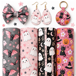 halloween series smooth self printed faux leather set (4 pcs/set)