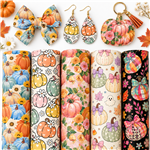 pumpkin series smooth self printed faux leather set (5 pcs/set)