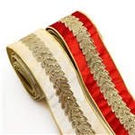 63mm sprinkle gold powder embroidery lace single-sided velvet line edged ribbon