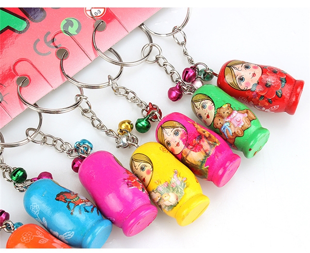 wooden mixed wooden russian nesting doll keychain pendant