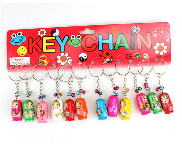 wooden mixed wooden russian nesting doll keychain pendant