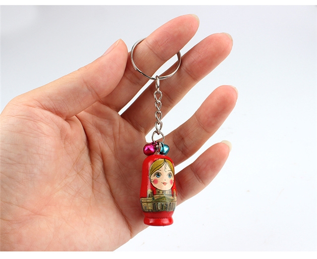 wooden mixed wooden russian nesting doll keychain pendant