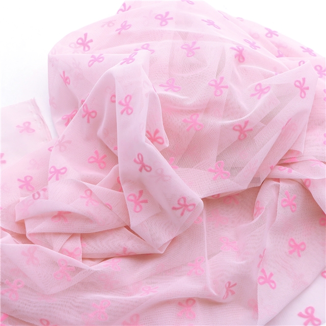 90% polyamide and 10% spandex 4 way velvet bow mesh fabric