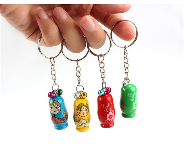 wooden mixed wooden russian nesting doll keychain pendant