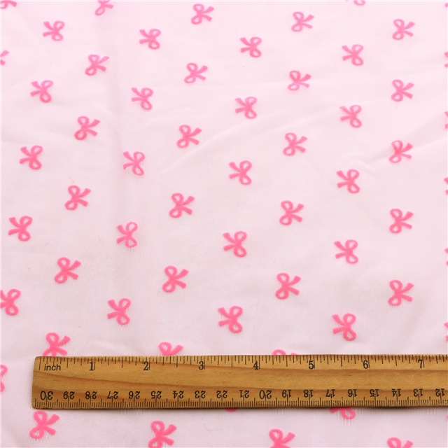 90% polyamide and 10% spandex 4 way velvet bow mesh fabric