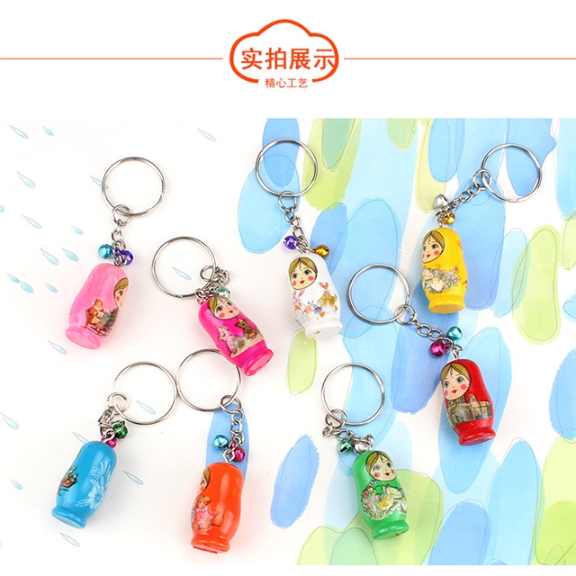 wooden mixed wooden russian nesting doll keychain pendant