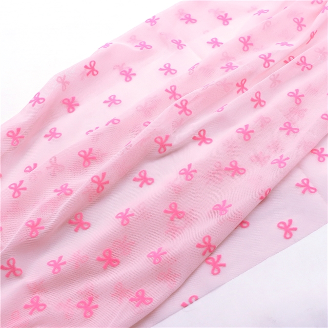 90% polyamide and 10% spandex 4 way velvet bow mesh fabric