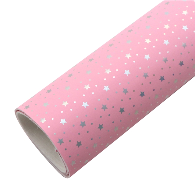 synthetic leather laser silver hot stamping star faux leather 